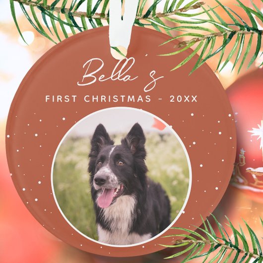 Puppy First Christmas Border Collie Dog Foto Ornament