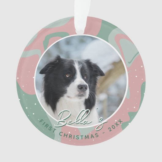 Puppy First Christmas Border Collie Dog Foto Ornament (Vorderseite)