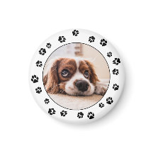 Puppy Foto Black Paw Print Magnet