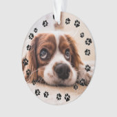 Puppy Foto Pawprints Ornament (Vorderseite)