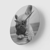 Puppy Frenchie Runde Wanduhr (Winkel)