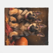 Puppy Herbst Delight Pumpkin Fleecedecke (Vorderseite (Horizontal))