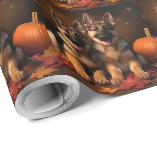 Puppy Herbst Delight Pumpkin Geschenkpapier (Rolleneckpunkt)