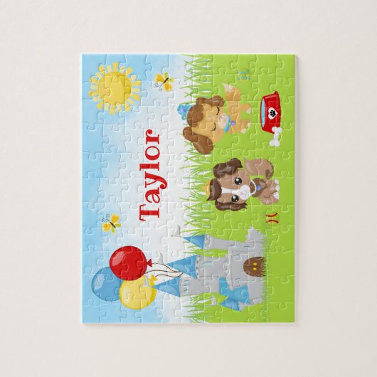 Puppy Hogs Castle Blue and Red Jigsaw Puzzle (Vertikal)