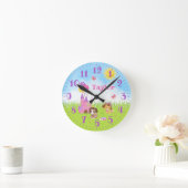 Puppy Hund Burg rosa und Lila Rundschau Runde Wanduhr (Zuhause)