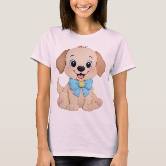 Puppy Hund Patchwork T-Shirt (Vorderseite)