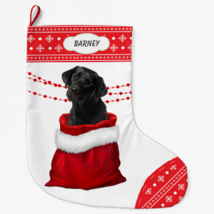 Puppy Hund Snowflake Border Großer Weihnachtsstrumpf