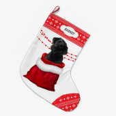 Puppy Hund Snowflake Border Großer Weihnachtsstrumpf (Vorderansicht (hängend))