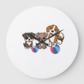 Puppy Illustration Wall Clock Große Wanduhr (Vorderseite)