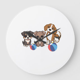 Puppy Illustration Wall Clock Große Wanduhr