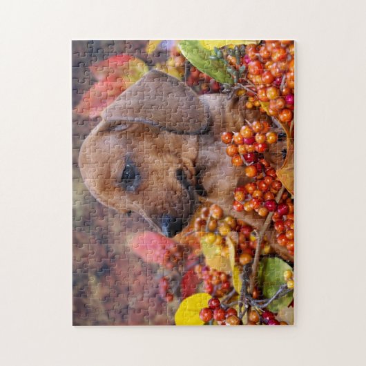Puppy im Herbst Dackel Puzzle (Vertikal)