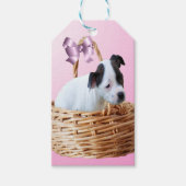 Puppy in einem Korb, Geschenkanhänger (Vorderseite)