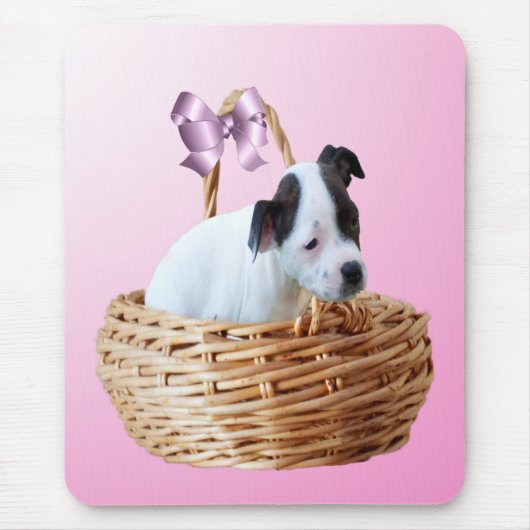 Puppy in einem Korb, Mousepad (Vorne)