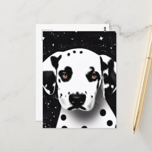 Puppy in Schwarzweiß-Retro-Dalmatiner Postkarte