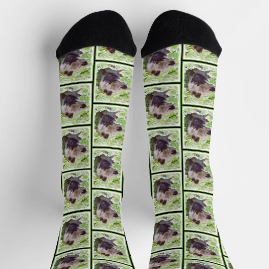 Puppy in the Garden Original Kunst Socken (Oben)