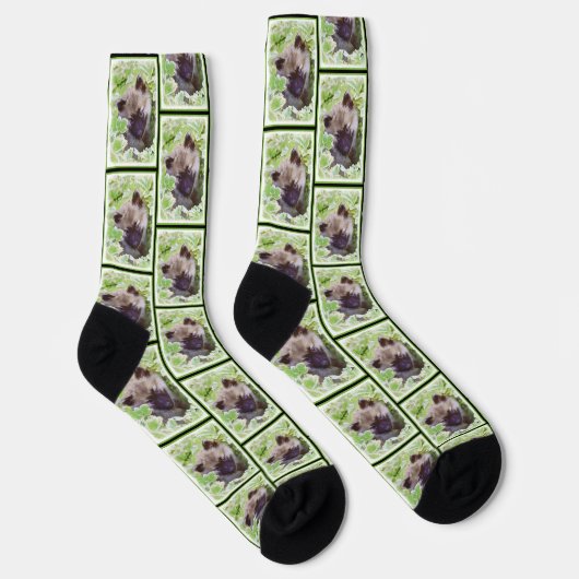 Puppy in the Garden Original Kunst Socken (Rechts)