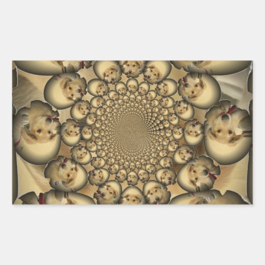 Puppy Kaleidoskop Art Print Rechteckiger Aufkleber (Vorderseite)
