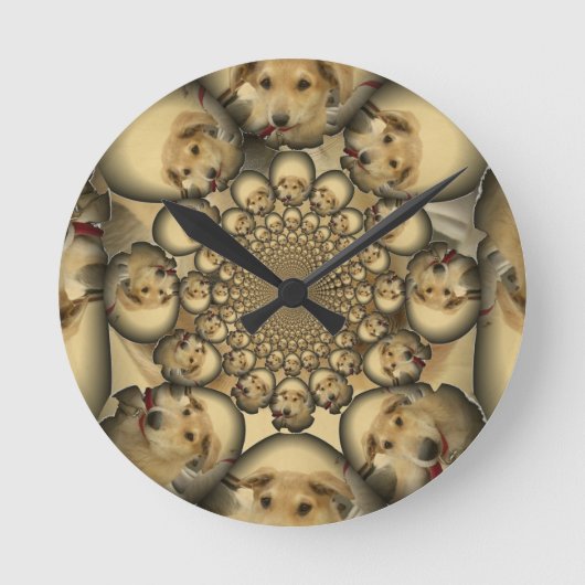Puppy Kaleidoskop Art Print Runde Wanduhr (Vorderseite)