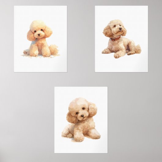 Puppy Kinderzimmer Deco, Poodle Wall Art Bilderwand Sets (Vorderseite)