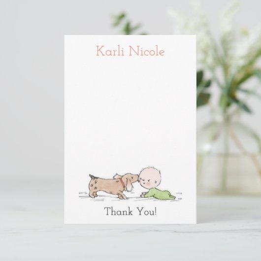 Puppy Kisses Baby Dusche Danke Karten (Stehend Vorderseite)