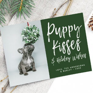 Puppy Kisses Niedlich Paw Print Pet Dog Foto Feiertagskarte