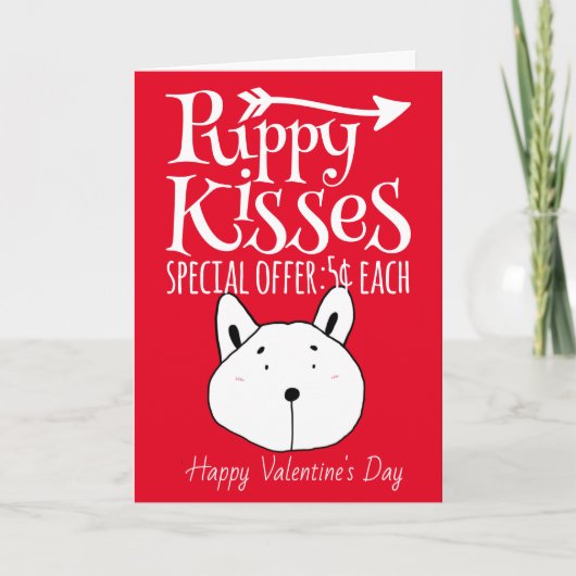 Puppy Kisses Valentine Card Feiertagskarte (Vorderseite)