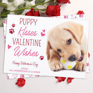 Puppy Kisses Valentine wünscht Custom Pet Dog Foto Feiertagskarte