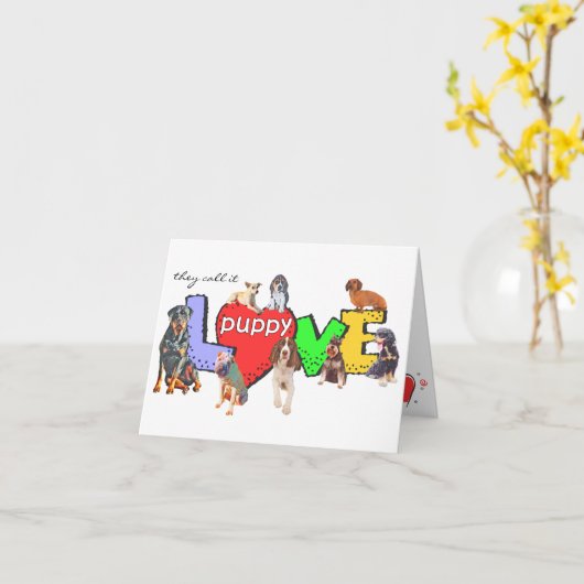 Puppy-Liebe-Karte mit mehreren Hunden Karte (Gelbe Blume)