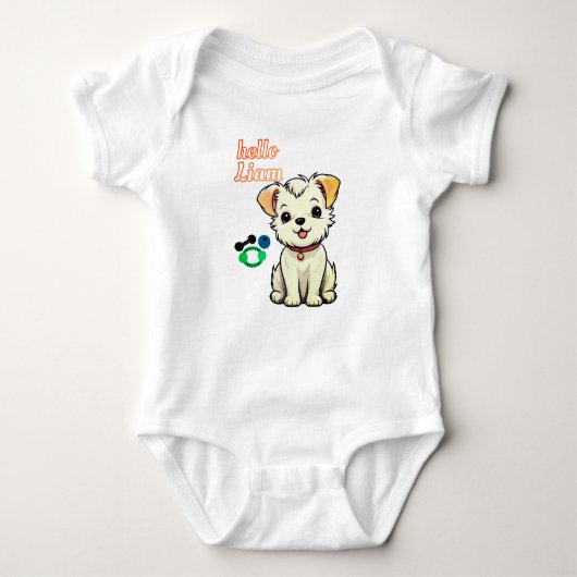 Puppy Liebe Liam Baby Bodysuit. Baby Strampler (Vorderseite)