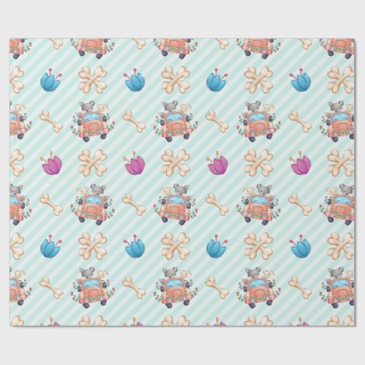 Puppy-Liebe-Muster Geschenkpapier (Flach)