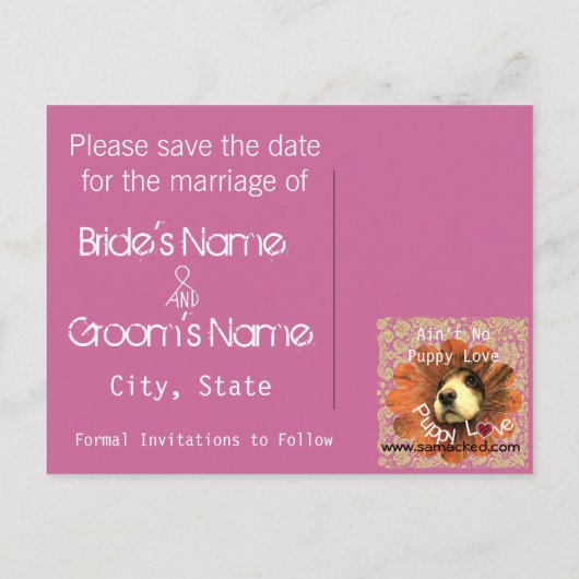 Puppy-Liebe-Peeking aus einer Blume Ankündigungspostkarte (Rückseite)