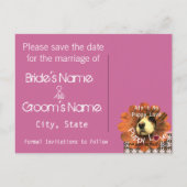 Puppy-Liebe-Peeking aus einer Blume Ankündigungspostkarte (Rückseite)