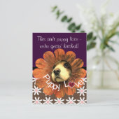 Puppy-Liebe-Peeking aus einer Blume Ankündigungspostkarte (Stehend Vorderseite)