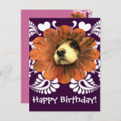 Puppy-Liebe-Peeking aus einer Blume Postkarte (Vorne/Hinten)