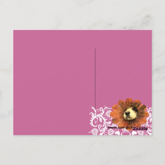 Puppy-Liebe-Peeking aus einer Blume Postkarte (Rückseite)