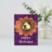 Puppy-Liebe-Peeking aus einer Blume Postkarte (Stehend Vorderseite)