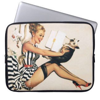 Puppy-Liebhaberin Pin-up Girl - Retro Pinup Kunst Laptopschutzhülle