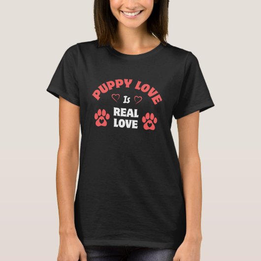 Puppy Love Dog Paw Heart Design T-Shirt (Vorderseite)