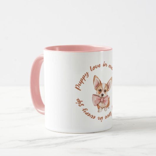 Puppy Love in Every Sip | Cute Dog Lover Mug Tasse (Vorderseite Links)