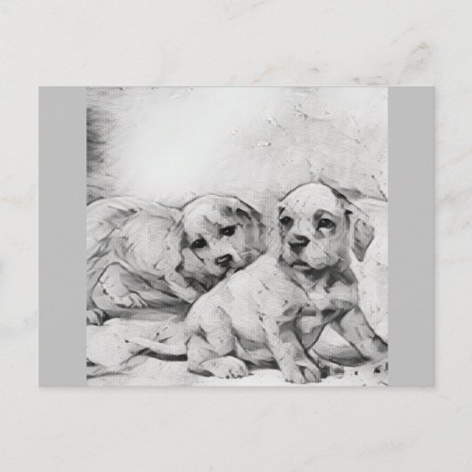 puppy love in gray postkarte (Vorderseite)