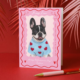 Puppy Love Pink Red Retro Dog Pet Photo Valentines Feiertagskarte