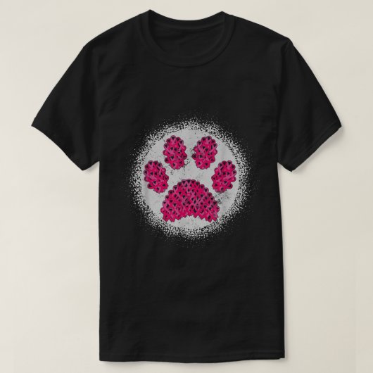 Puppy Love Pink Ribbon Dog Paw Print Breast Cancer T-Shirt (Design vorne)