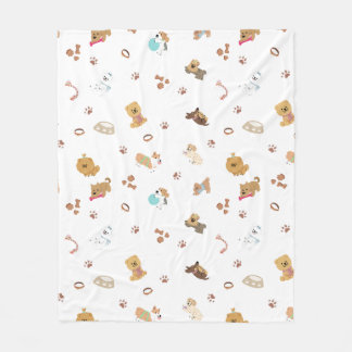 Puppy Love Seamless Pattern | Playful Dogs, Paw Pr Fleecedecke