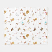 Puppy Love Seamless Pattern | Playful Dogs, Paw Pr Fleecedecke (Vorderseite (Horizontal))