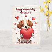 Puppy Love Valentines Day Grandson Card Karte (Gelbe Blume)