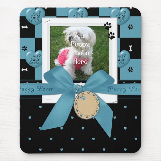 Puppy Lover BLUE Computer Mouse Pad Mousepad (Vorne)
