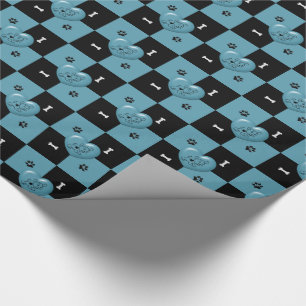 Puppy Lover Karos Blue 01-GIFT-WRAPPING-PAPIER Geschenkpapier