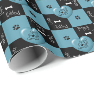 Puppy Lover Karos Blue 02-GIFT-WRAPPING-PAPIER Geschenkpapier