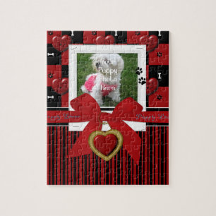 Puppy Lover RED Jigsaw Puzzle, Rahmen Puzzle