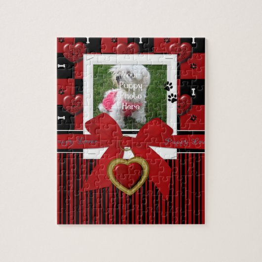 Puppy Lover RED Jigsaw Puzzle, Rahmen Puzzle (Vertikal)